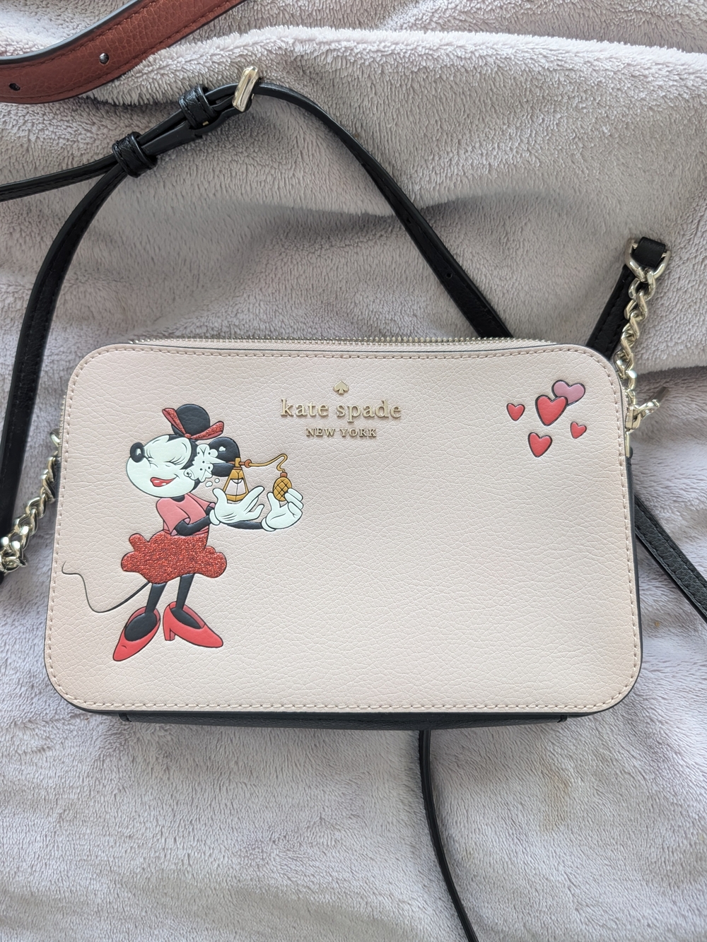 kate spade blush pink Minnie Mouse Crossbody with Red Accents